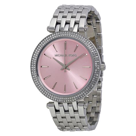 michael kors darci silvertone cameo pink dial watch|Michael Kors watches.